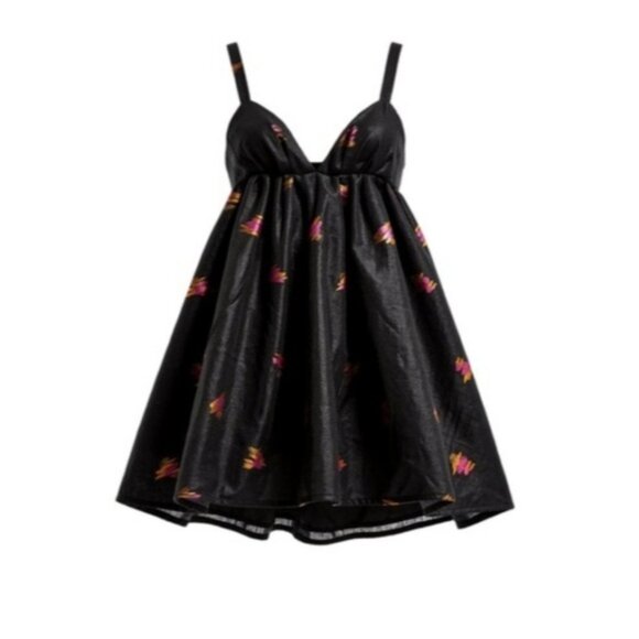 For Love & Lemons Sachi Floral Embroidered Jacquard Black Mini Dress NWT - Picture 4 of 11